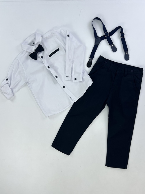 Костюм (рубашка+брюки+бабочка+подтяжка) арт.6218 Terry kids мал. 5-8 (белый)