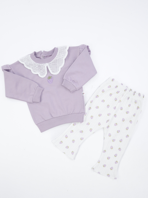 Костюм (кофта+штаны) Клубничка арт.2504 Anilco дев. 6-24 (сиреневый/белый)