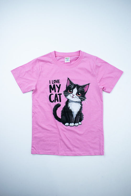 Футболка I love me Cat арт.162010 CHASTE дев. 5-8 (розовый)