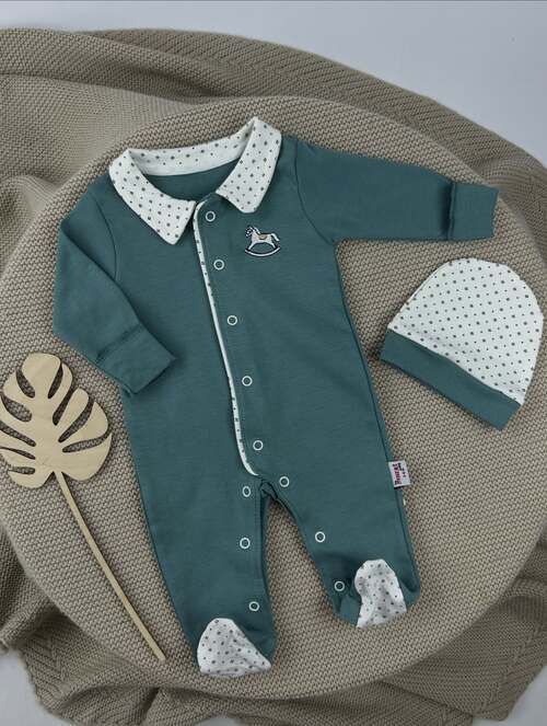 Набор (комбинезон+шапка) арт.9756 By Murat Baby мал. 0-6 (полынный)