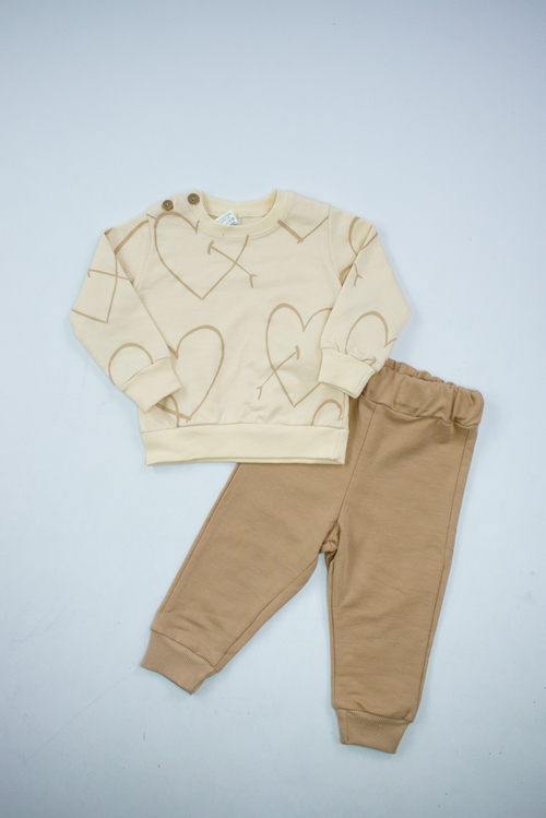 Костюм (кофта+штаны) арт.541481 Memoza дев. 9-24 (кремовый/бежевый)