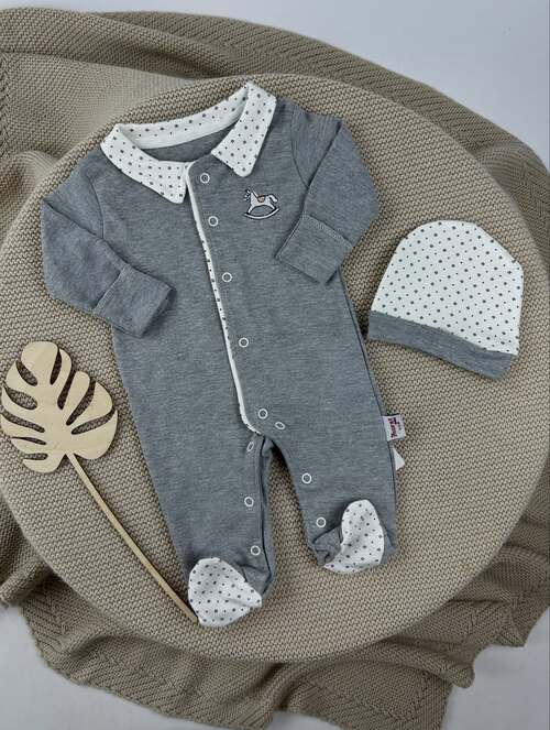 Набор (комбинезон+шапка) арт.9756 By Murat Baby мал. 0-6 (серый)