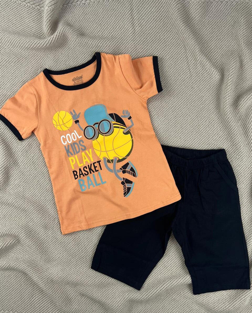 Пижама арт.9653 к/р. мал. 6 (оранжевый/черный)