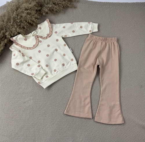 Костюм (кофта+штаны) д/р Горошек арт.Drcn-011 Durucan baby дев. 2-5 (кремовый)