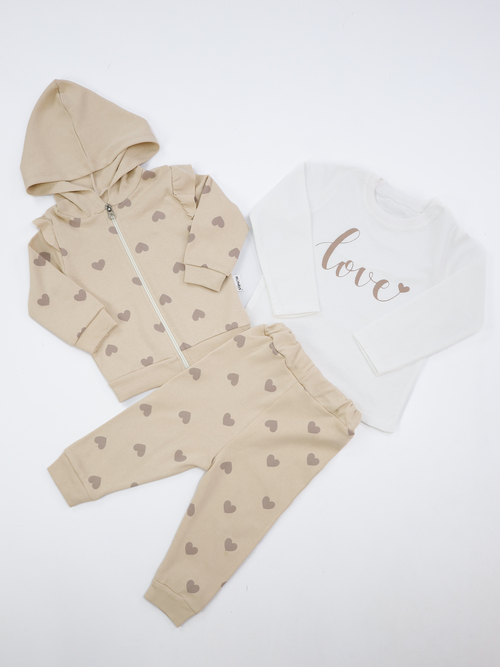 Костюм (лонгслив+кофта+штаны) LOVE арт.5301 Minitix baby дев. 9-24 (кремовый)