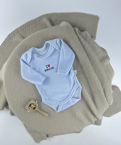 Боди I love mom i dad арт.71714 Findik baby мал/дев. 3-18 (голубой)