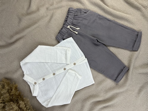 Костюм (рубашка+штаны) арт.25603 Mina Mino мал. 2-5 (молочный/серый)