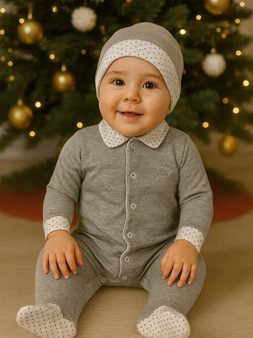 Набор (комбинезо+шапка) арт.9764 By Murat Baby мал. 0-6 (светло-серый)