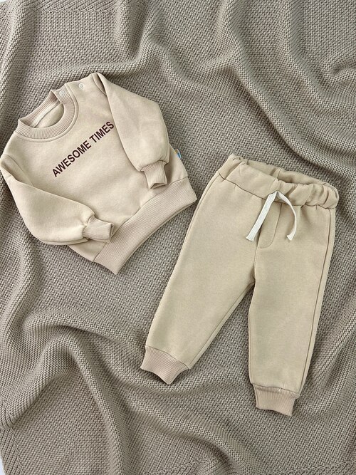 Костюм (кофта+штаны) Awesome Times начес арт.1000 MimiGO уни. 9-24 (бежевый)