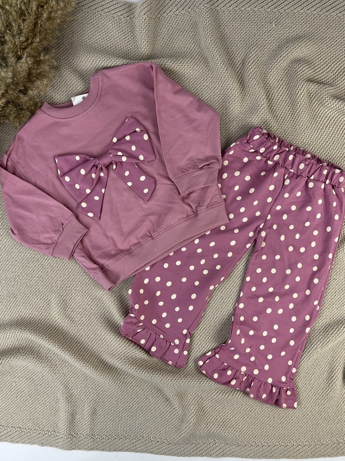 Костюм (кофта+штаны) Бантик арт.259326 My Bella дев. 2-5 (пудра)