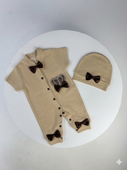 Костюм (ромпер+шапка) арт.242818 Amore baby мал. 3-9 (бежевый)
