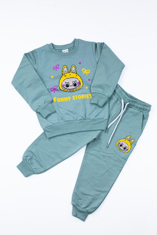 Костюм (кофта+штаны) LABUBU арт.BIL-D-01 Kii Im дев. 2 (зеленый)