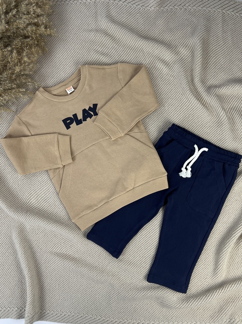 Костюм (кофта+штаны) Play арт.3531 Sisero мал. 2-5 (бежевый/темно-синий)