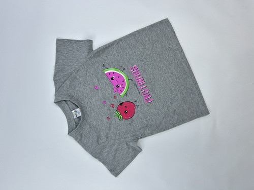 Футболка Frutinhas арт.161001 CHASTE дев. 5-8 (серый)