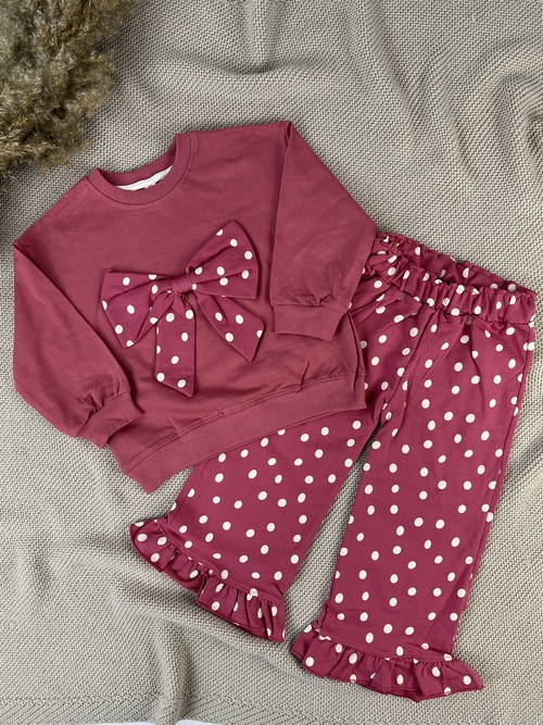 Костюм (кофта+штаны) Бантик арт.259326 My Bella дев. 2-5 (коралловый)