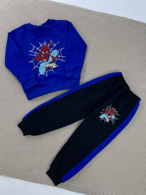 Костюм (кофта+штаны) Spider man арт.255 мал.7 (синий/черный)
