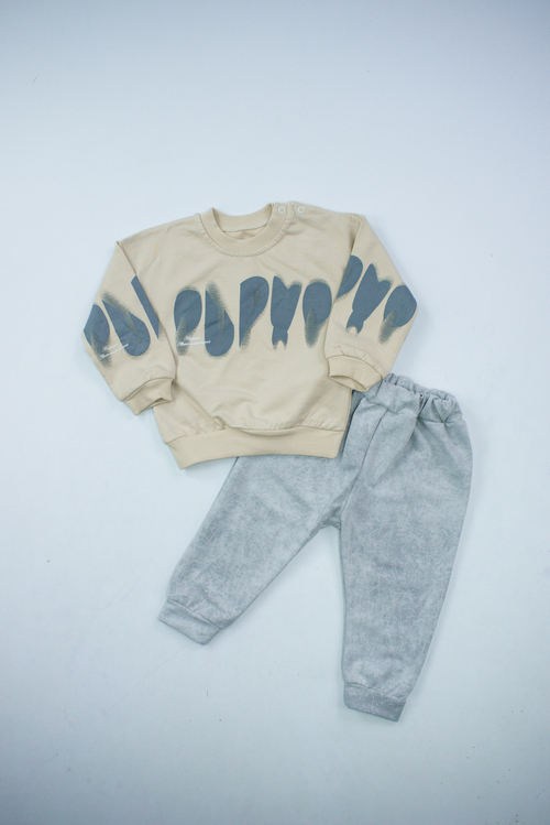 Костюм (кофта+штаны) арт.535322 Anilco мал. 6-24 (кремовый/серый)