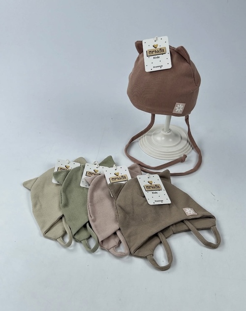 Шапка Цветок с зав б/о арт.Плн-345/1 Orhida дев. 0-6 (микс)