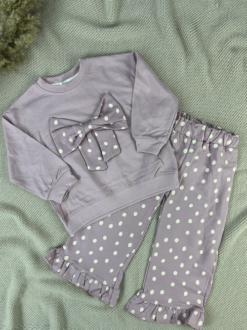 Костюм (кофта+штаны) Бантик арт.259326 My Bella дев. 2-5 (светло-пудровый)