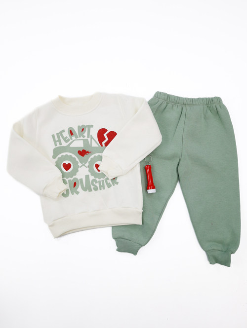 Костюм (кофта+штаны) Heart Crusher начес арт.7050 Aybeyce kids мал. 1-4 (оливковый)