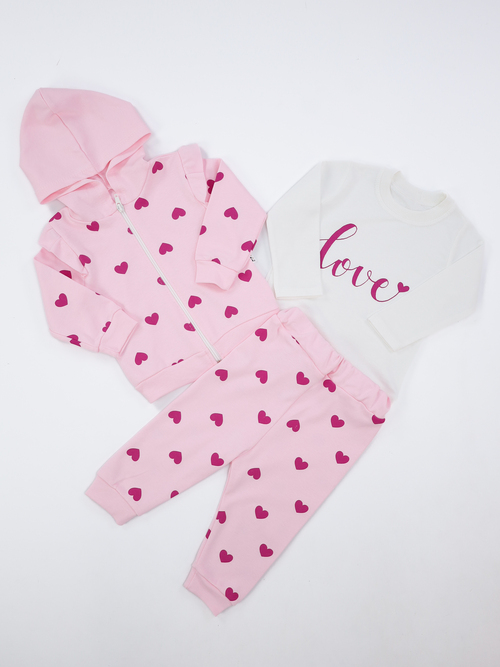 Костюм (лонгслив+кофта+штаны) LOVE арт.5301 Minitix baby дев. 9-24 (розовый)