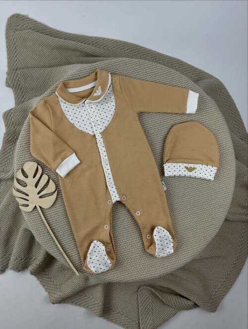 Набор (комбинезо+шапка) арт.9764 By Murat Baby мал. 0-6 (песочный)