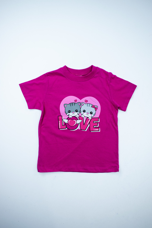 Футболка Котята арт.161025 CHASTE дев. 1-4 (малиновый)