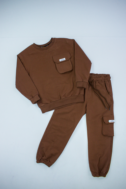 Костюм (кофта+штаны) арт.2264063 ALG kids мал. 6-9 (коричневый)