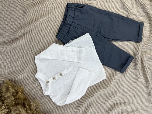 Костюм (рубашка+штаны) арт.25612 Mina Mino мал. 9-24 (молочный/темно-серый)