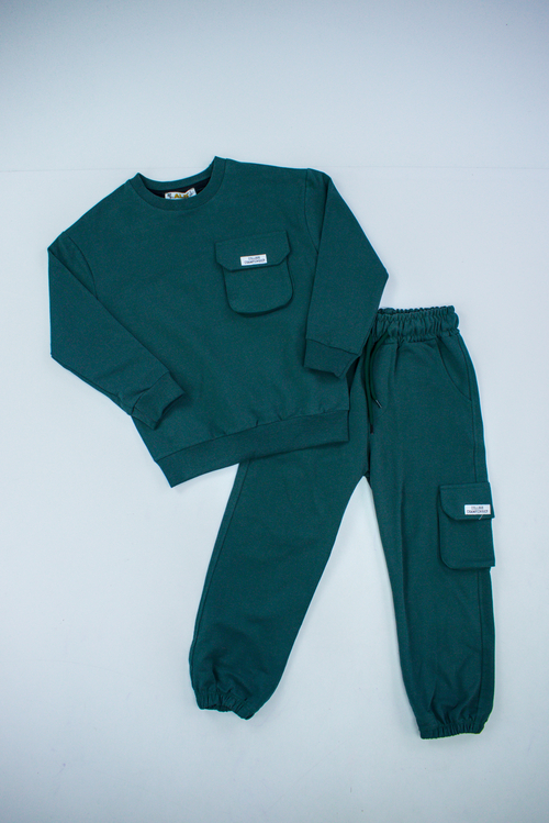 Костюм (кофта+штаны) арт.2264063 ALG kids мал. 6-9 (темно-зеленый)