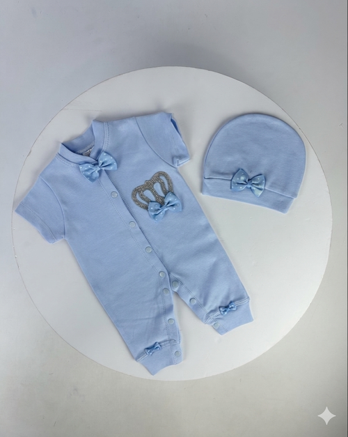 Костюм (ромпер+шапка) арт.242818 Amore baby мал. 3-9 (голубой)