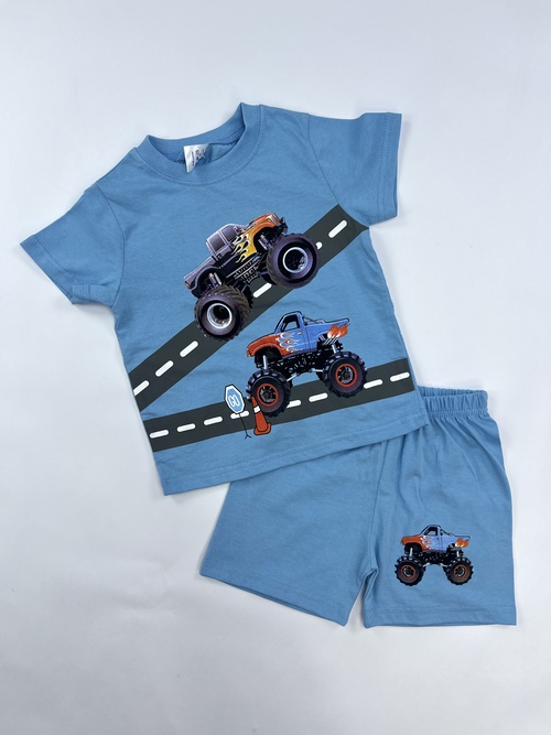 Костюм (футболка+шорты) Car арт.251062 CHASTE мал. 1-4 (голубой)