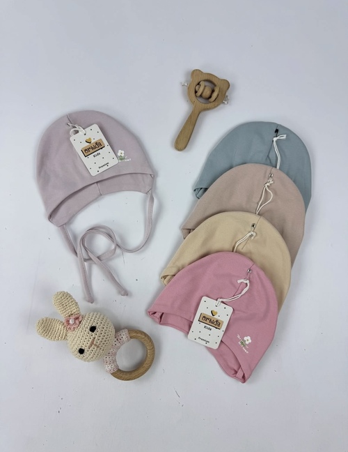 Шапка Цветок с зав. б/о арт.Подн-474/1 Orhida дев. 0-6 (микс)