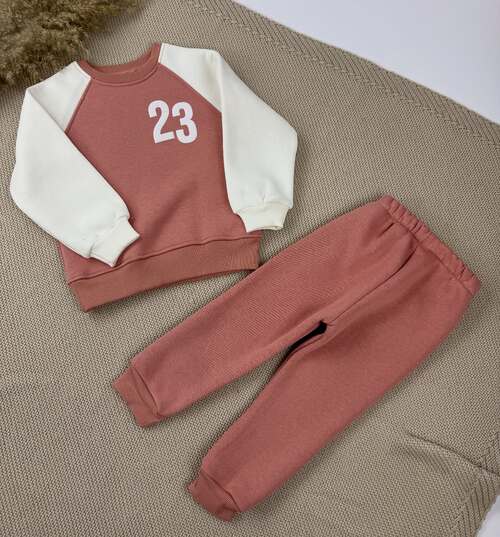 Костюм (кофта+штаны) "23" начес арт.25-256 BABYHUX мал. 6-24 (пудра)