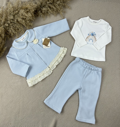 Костюм (кофта+штаны+лонгслив) начёс арт.5198 Bebico kids дев. 6-24 (голубой)