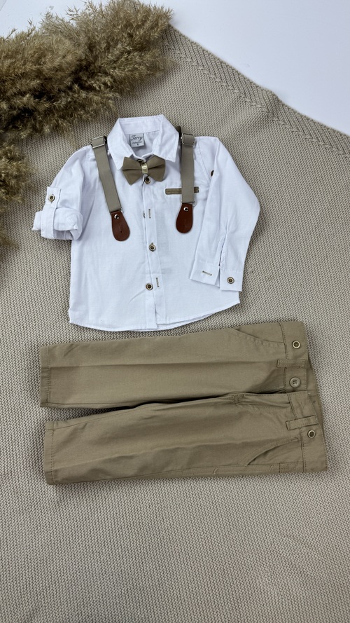 Костюм (рубашка+брюки+бабочка+подтяжка) арт.6217 Terry kids мал. 1-4 (бежевый)