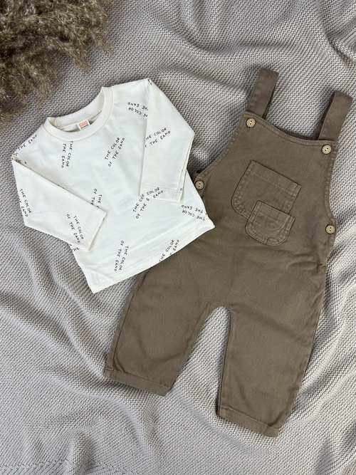 Костюм (футболка+полукомбез) арт.2542 Sisero мал. 9-24 (бежевый/коричневый)