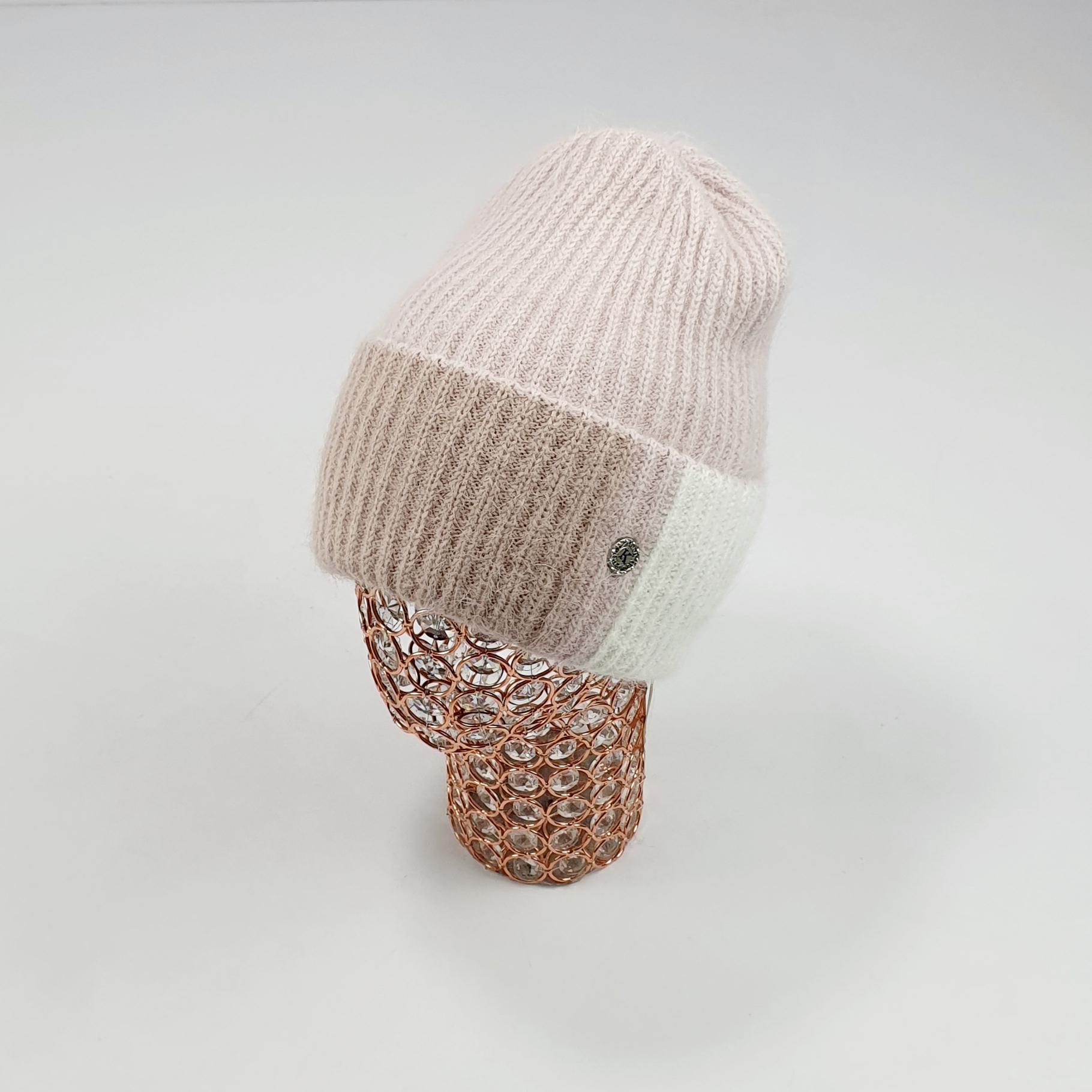Шапка Катрин Ваниль (пыль.розовый/бел)
