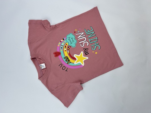 Футболка Радуга арт.161003 CHASTE дев. 5-8 (пудра)