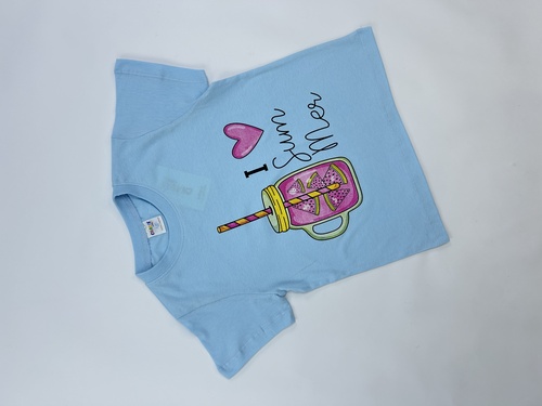 Футболка Summer арт.161006 CHASTE дев. 5-8 (голубой)