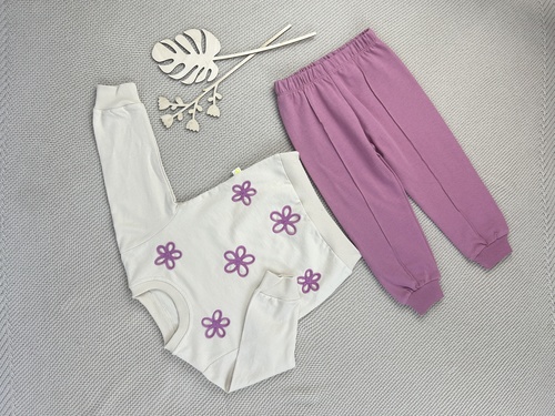 Костюм (кофта+штаны) арт.1166 Bobisko дев. 2-5 (бежевый/пудра)