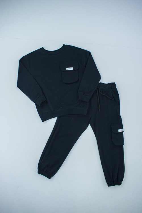 Костюм (кофта+штаны) арт.2264063 ALG kids мал. 6-9 (черный)