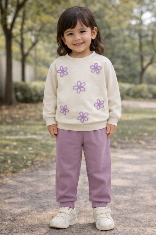 Костюм (кофта+штаны) арт.1166 Bobisko дев. 2-5 (бежевый/лиловый)