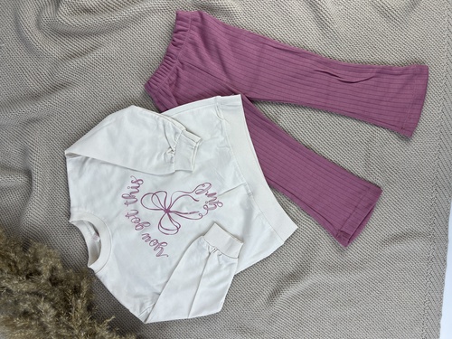 Костюм (кофта+штаны) You got this Girl арт.259343 My Bella дев. 2-5 (бежевый/сливовый)