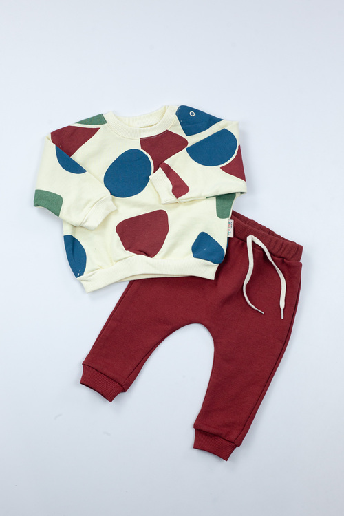 Костюм (кофта+штаны) Абстракция арт.2807 COJUXS kids мал. 6-24 (кремово-терракотовый)