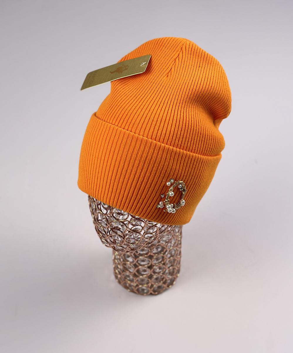 Шапка Кароза Киев жем.брошка (оранжевый)