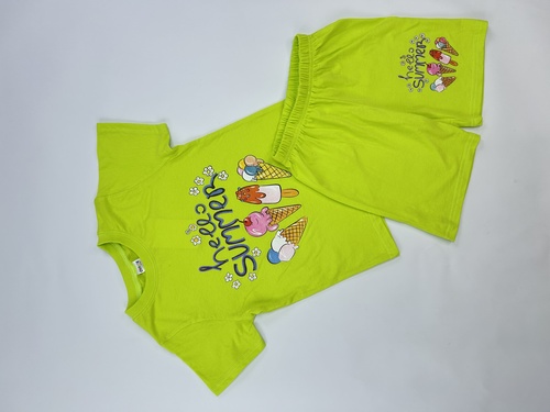 Костюм (футболка+шорты) Summer арт.251027 CHASTE дев. 5-8 (лайм)