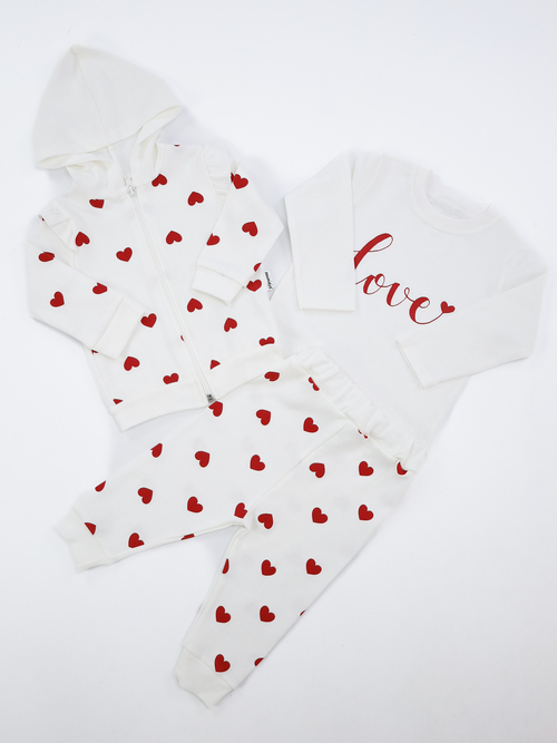 Костюм (лонгслив+кофта+штаны) LOVE арт.5301 Minitix baby дев. 9-24 (белый)