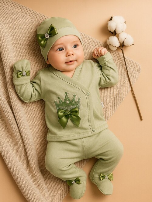 Костюм Кофта-штаны+шапка+царапка арт.31320 Findik baby мал. 3м (зеленый)