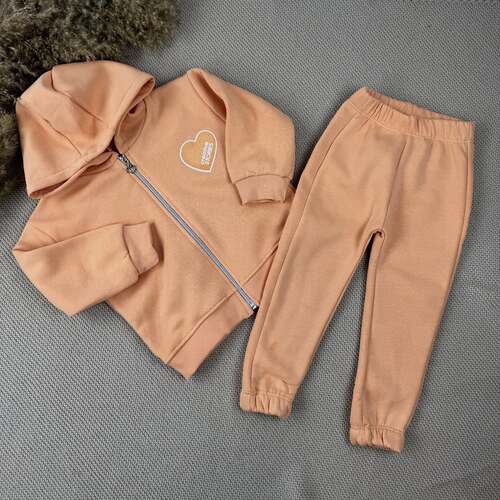 Костюм (кофта+штаны) Сердце начес арт.259298 My Bella дев. 2-5 (абрикосовый)